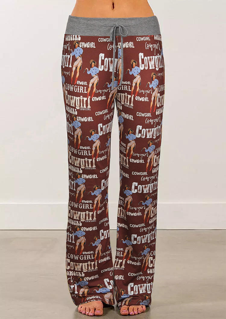 

Pants Cow Girl Drawstring Wide Leg Pants in Multicolor. Size
