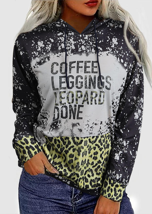 

Hoodies Coffee Leggings Leopard Done Bleached Hoodie in Dark Grey. Size