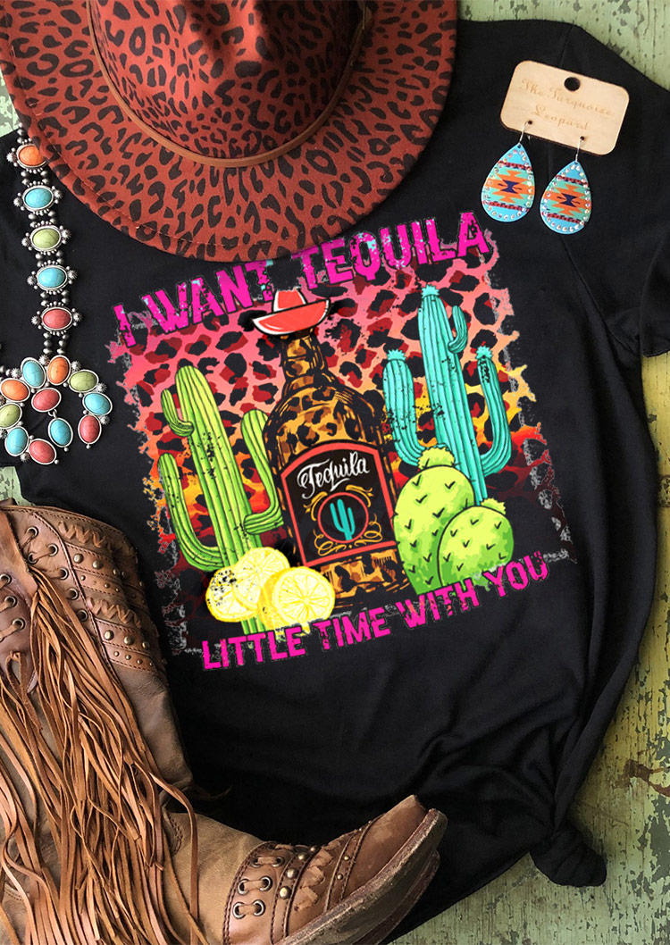 

T-shirts Tees Tequila Leopard Cactus T-Shirt Tee in Black. Size: ,M,L,XL