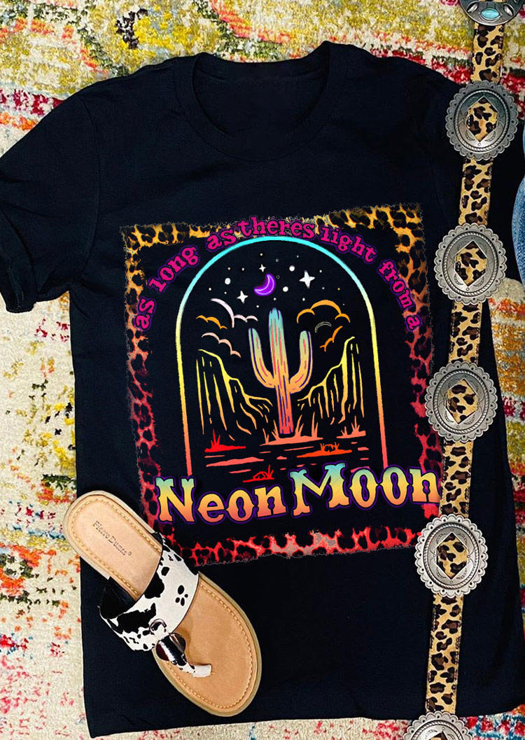 T-shirts Tees Neon Moon Cactus Leopard T-Shirt Tee in Black. Size: L