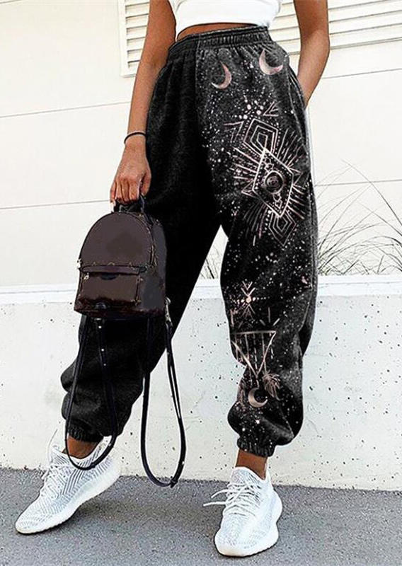

Pants Sun Moon Pocket Sports Sweatpants in Black. Size