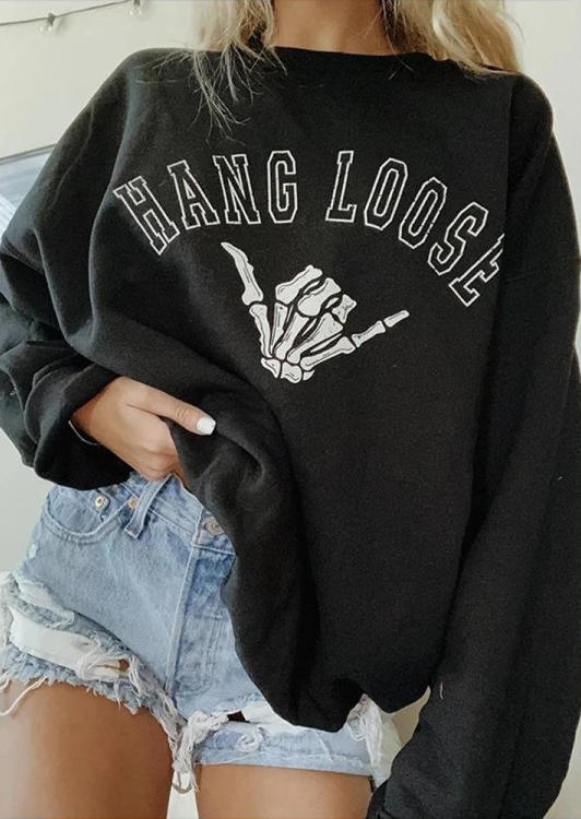Skeleton Hand Hang Loose Sweatshirt - Black
