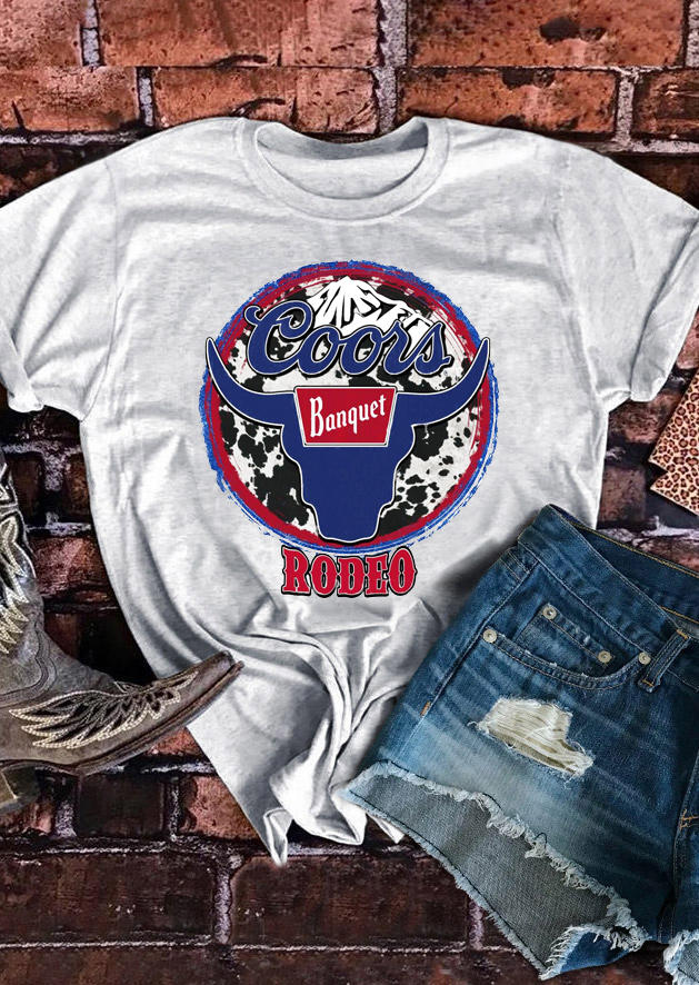 

T-shirts Tees Coors Banquet Rodeo Longhorn Bull Cow T-Shirt Tee in Light Grey. Size