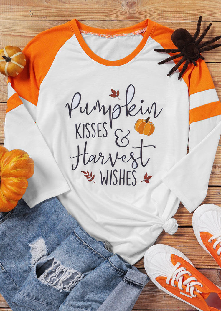 

T-shirts Tees Pumpkin Kisses Harvest Wishes T-Shirt Tee in White. Size: L