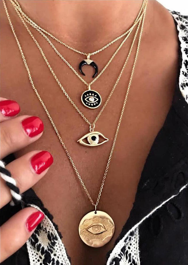 

Necklaces Moon Eye Multi-Layered Necklace in Gold. Size