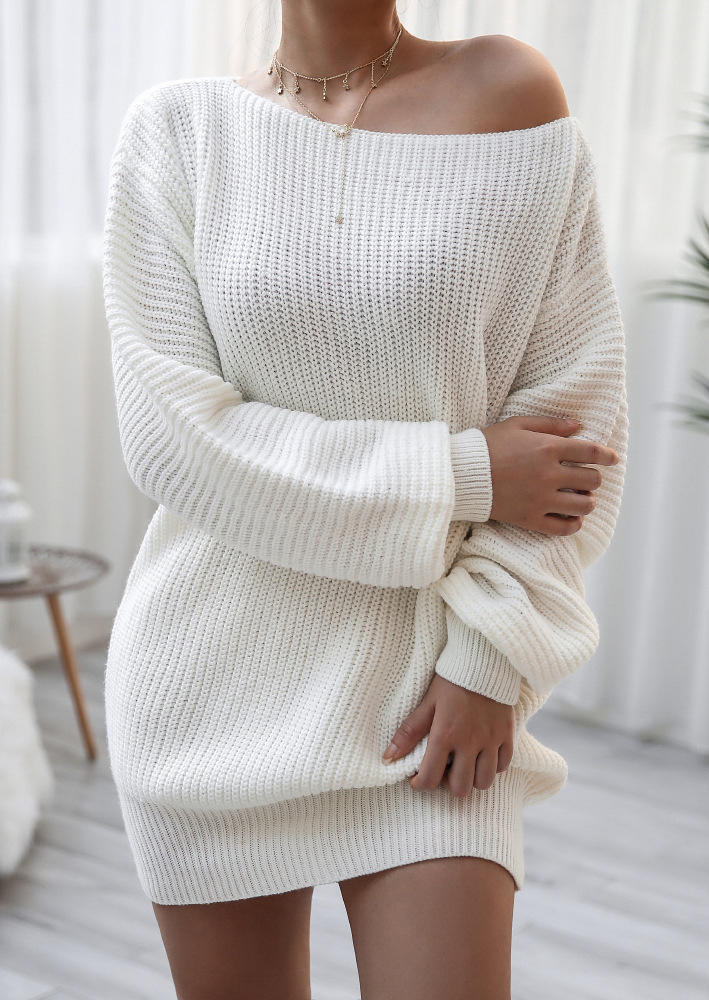 

Mini Dresses Drop Shoulder Loose Sweater Mini Dress in Gray. Size: ,XL