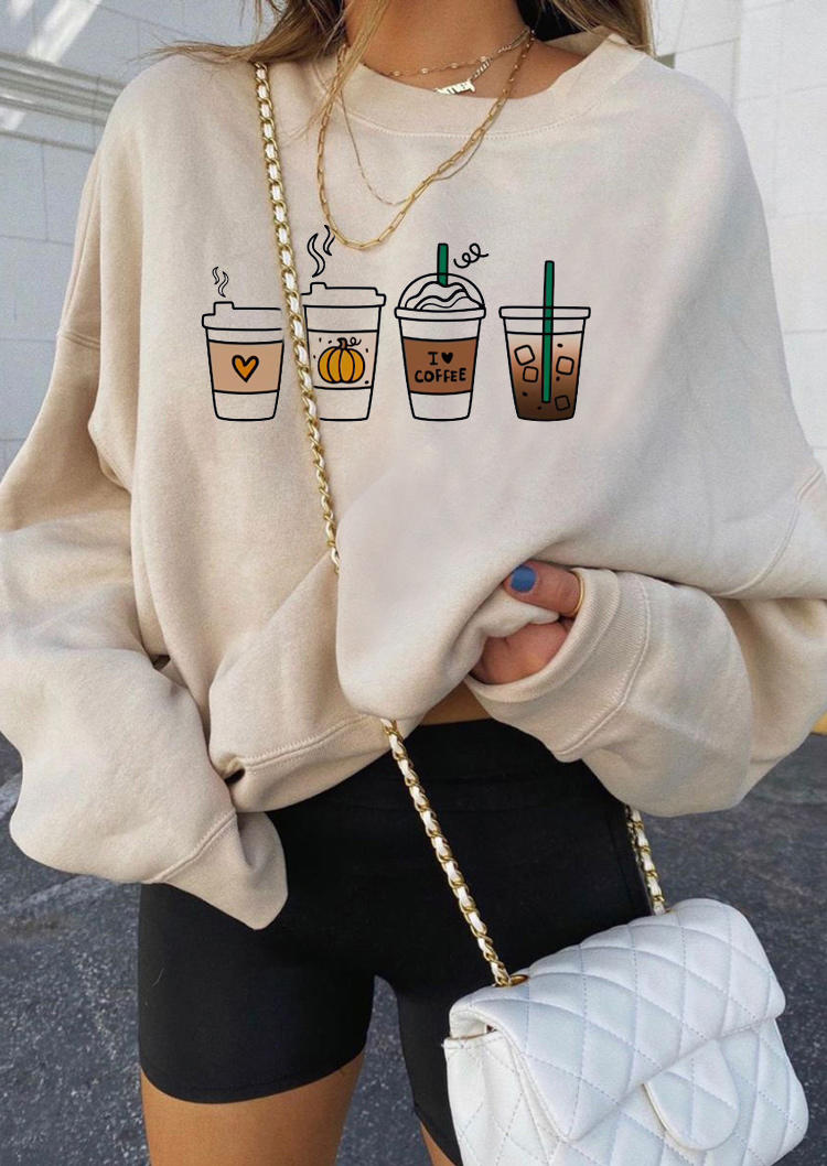 Coffee Pumpkin Pullover Sweatshirt - Light Khaki