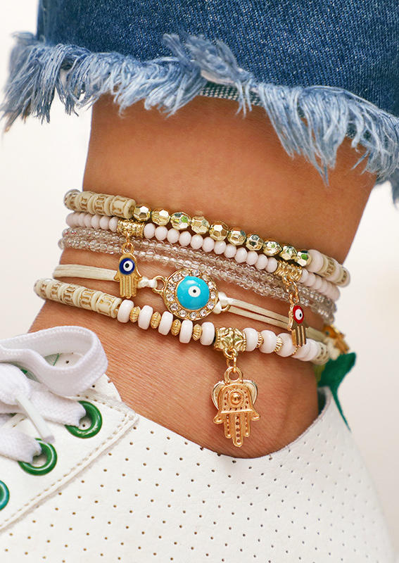 

Bracelet 6Pcs Bohemian Beading Love Eye Necklace in Multicolor. Size