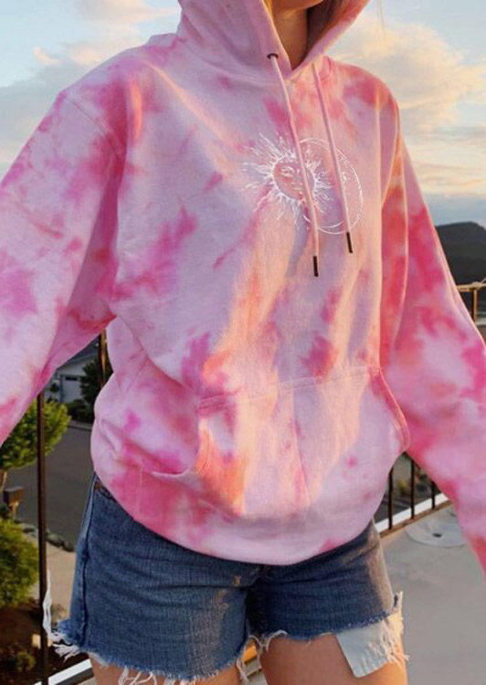 

Hoodies Sun Moon Tie Dye Hoodie in Pink. Size
