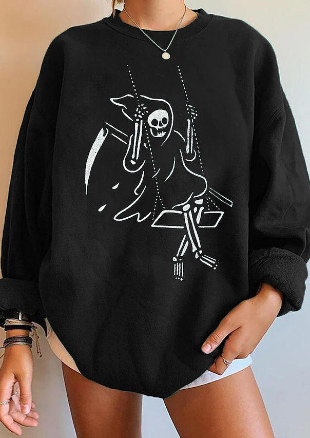 

Sweatshirts Halloween Skeleton Swing Sweatshirt in Black. Size: ,M,L,XL