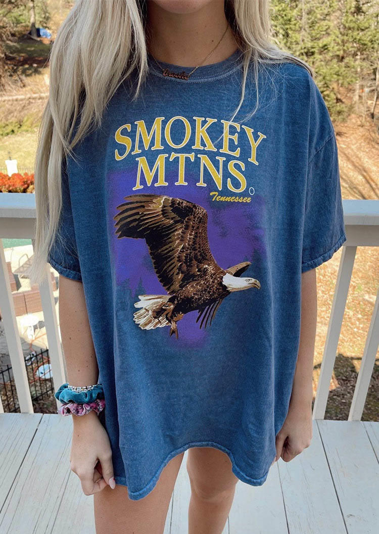 

T-shirts Tees Smokey Mtns Eagle T-Shirt Tee in Blue. Size: ,M,L,XL