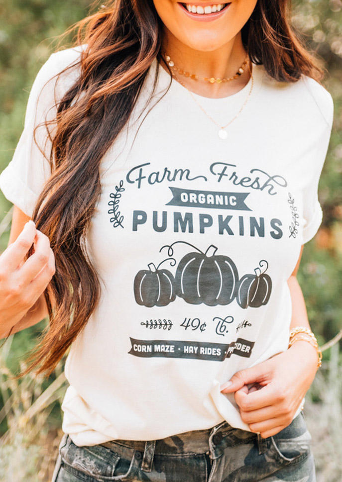 

T-shirts Tees Farm Fresh Pumpkins O-Neck T-Shirt Tee in White. Size: ,M,L,XL