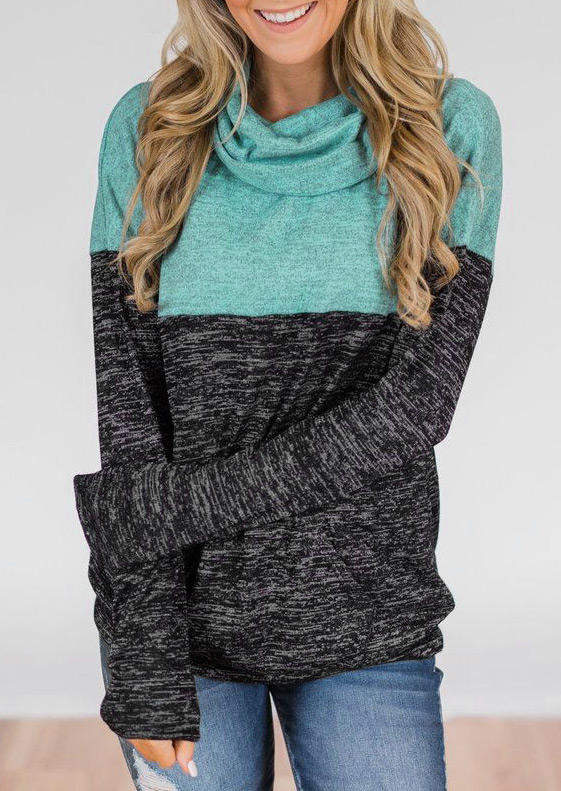 

Sweatshirts Color Block Cowl Neck Sweatshirt in Gray. Size
