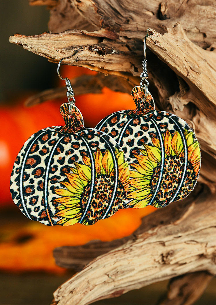 

Earrings Thanksgiving Pumpkin Leopard Sunflower Earrings in Leopard. Size