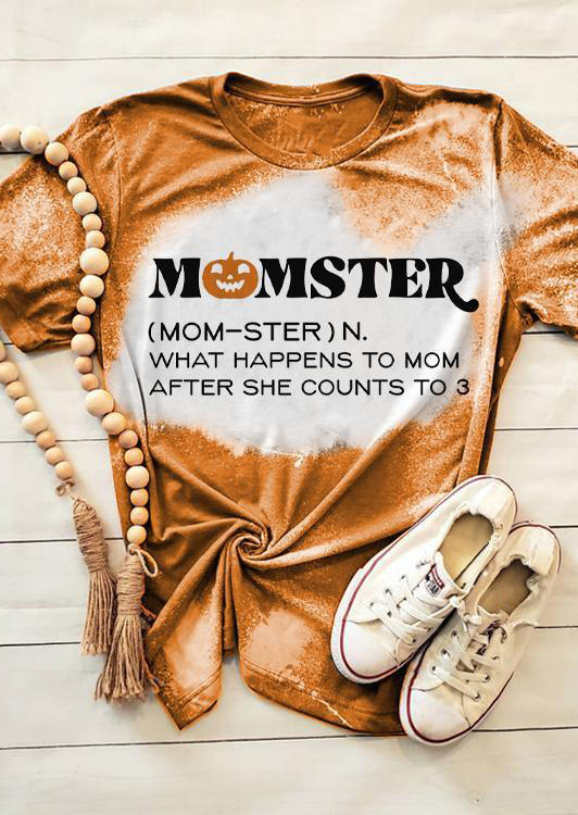 T-shirts Tees Momster Pumpkin Bleached T-Shirt Tee in Orange. Size: S,M,L,XL
