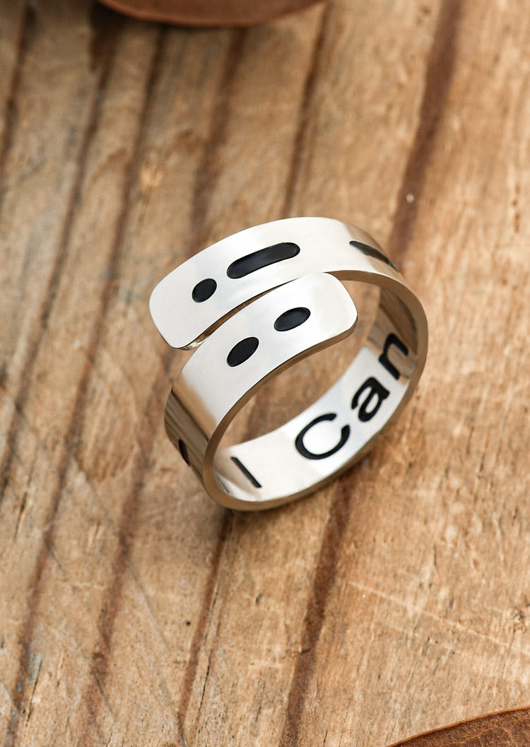Rings Morse Code Letter Adjustable Alloy Ring in Pattern1,Pattern2. Size: One Size