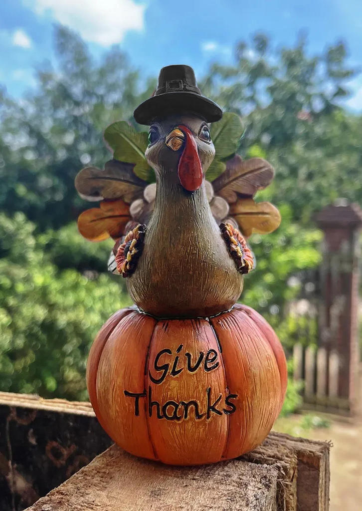 

Thanksgiving Pumpkin Turkey Desktop Ornament in Multicolor. Size
