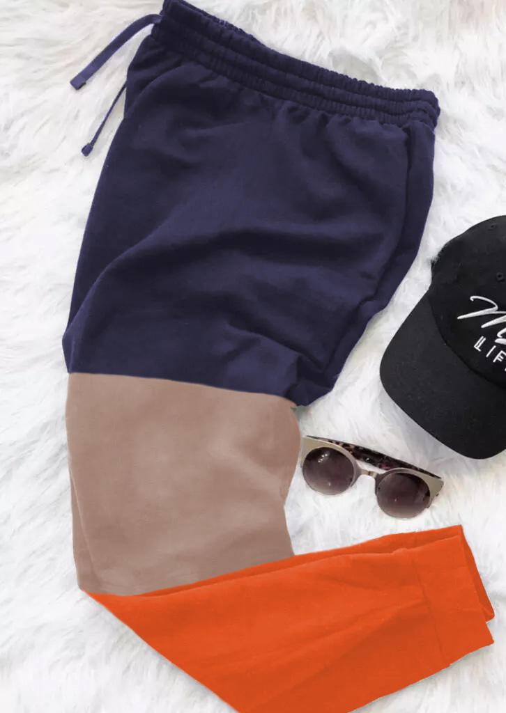 

Pants Color Block Drawstring Sweatpants in Multicolor. Size: ,M,L,XL