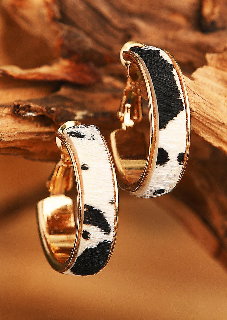 

Earrings Leopard Cow Vintage Alloy Earrings in Pattern1. Size