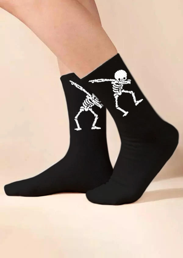 

Crew Socks Halloween Swag Skeleton Casual Socks in Black. Size