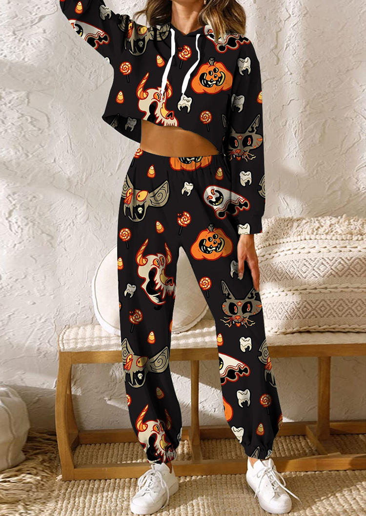 

Two-Piece Sets Halloween Pumpkin Ghost Sweatshirt And Sweatpants Two-Piece Set in Multicolor. Size