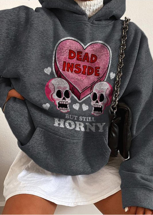 

Dead Inside But Still Horny Skull Heart Hoodie - Gray, FZ005283