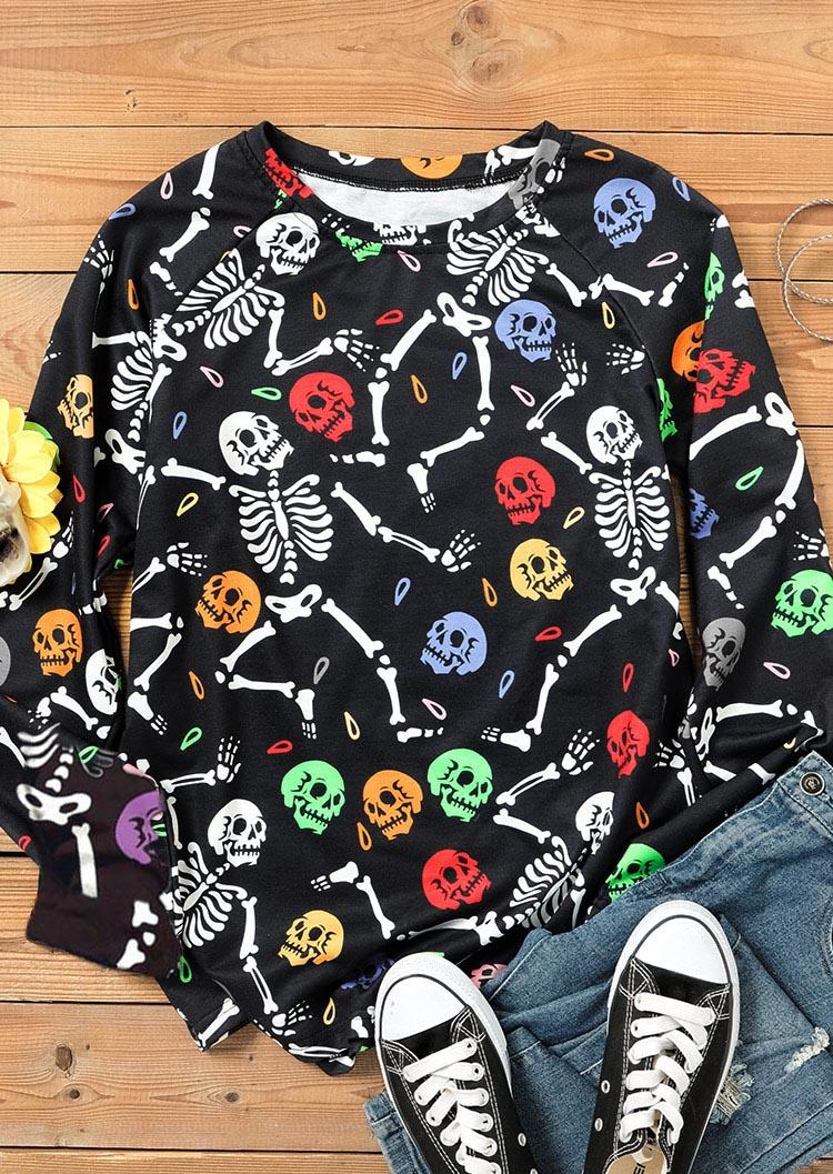 

Sweatshirts Colorful Skeleton Skull Sweatshirt in Black. Size