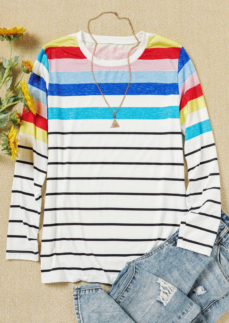 Colorful Striped Long Sleeve Blouse