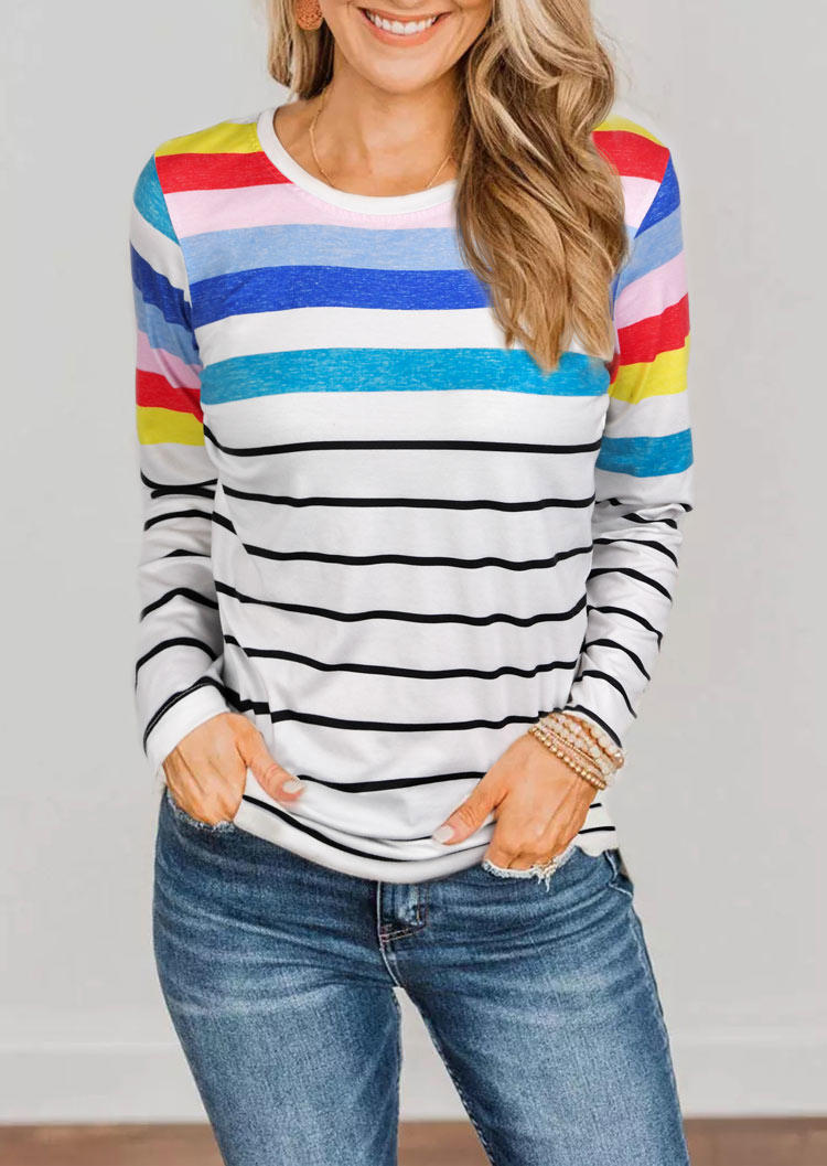 Colorful Striped Long Sleeve Blouse