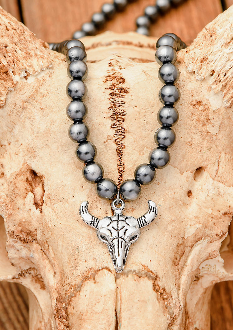 

Necklaces Turquoise Cross Steer Skull Beading Necklace in Pattern1. Size