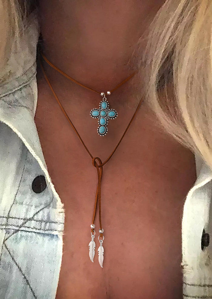 

Necklaces Turquoise Cross Multi-Layered Pendant Necklace in Black. Size
