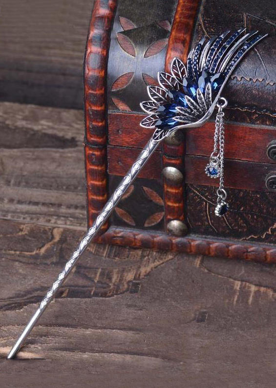 

Phoenix Feather Rhinestone Hair Stick in Blue,Red,Yellow. Size