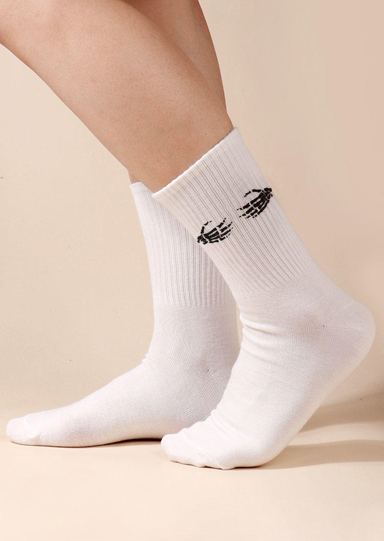 

Crew Socks Halloween Dancing Skeleton Casual Socks in White,Multicolor. Size