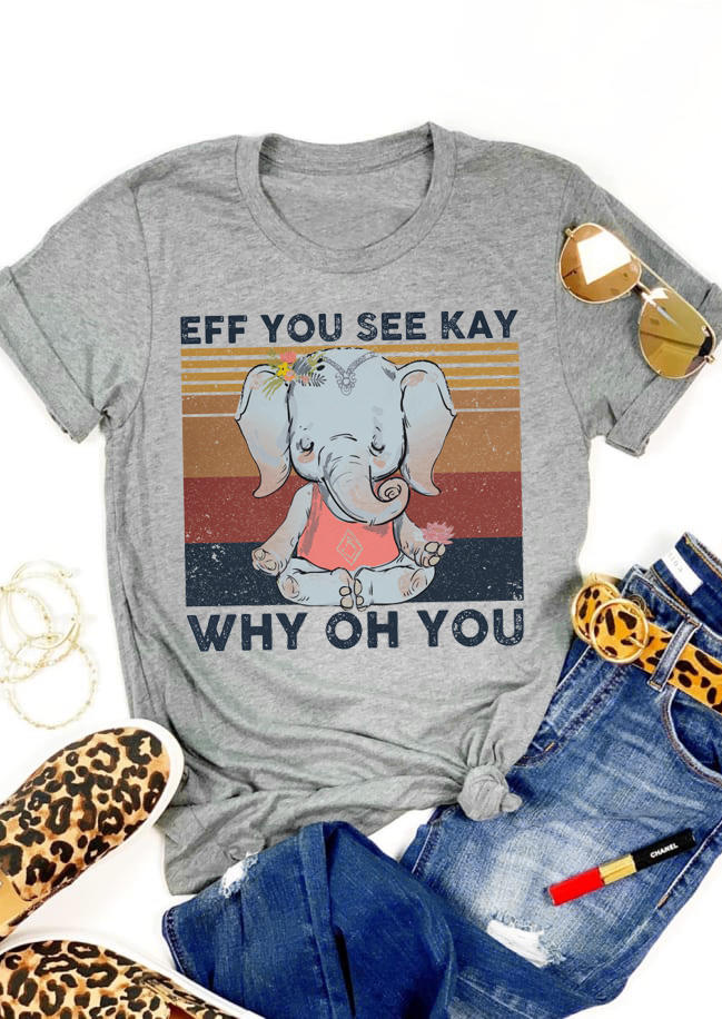 

T-shirts Tees Elephant Why Oh You Floral T-Shirt Tee in Gray. Size