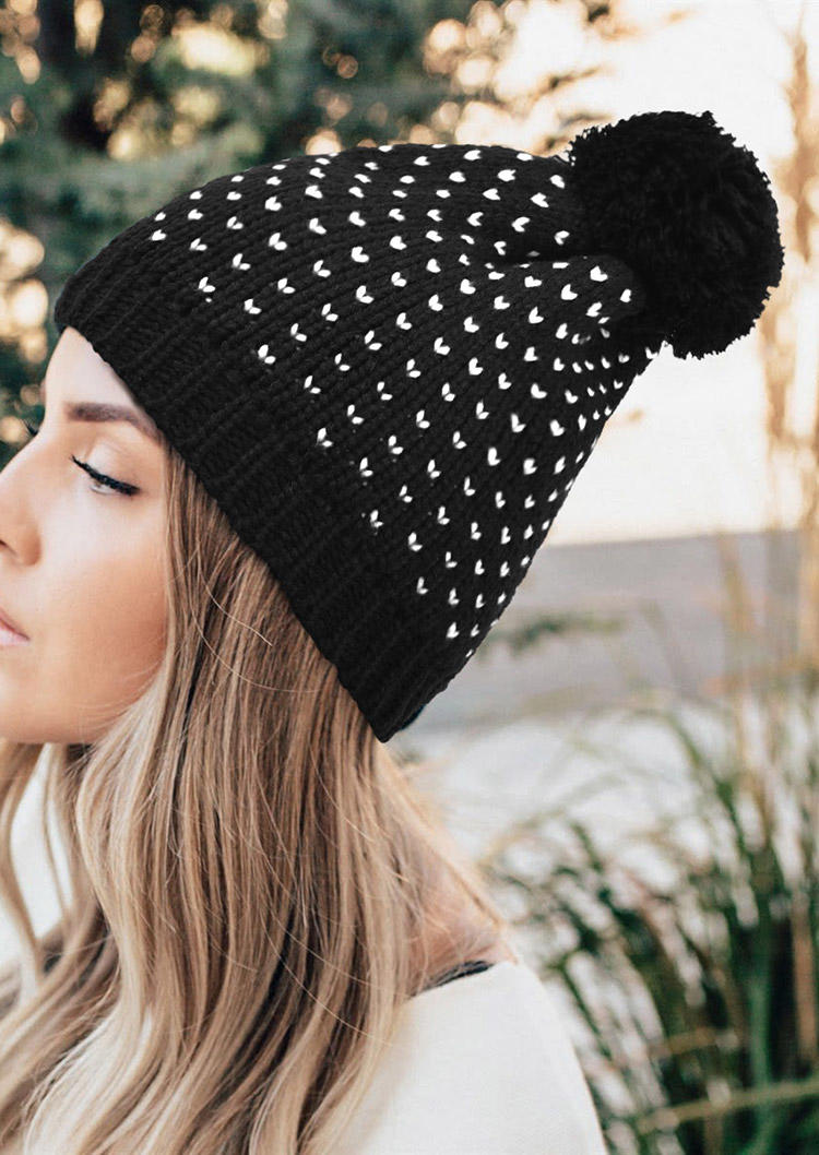 

Hats Hairball Love Heart Bonnet Beanie Hat in Black,Red,Gray. Size