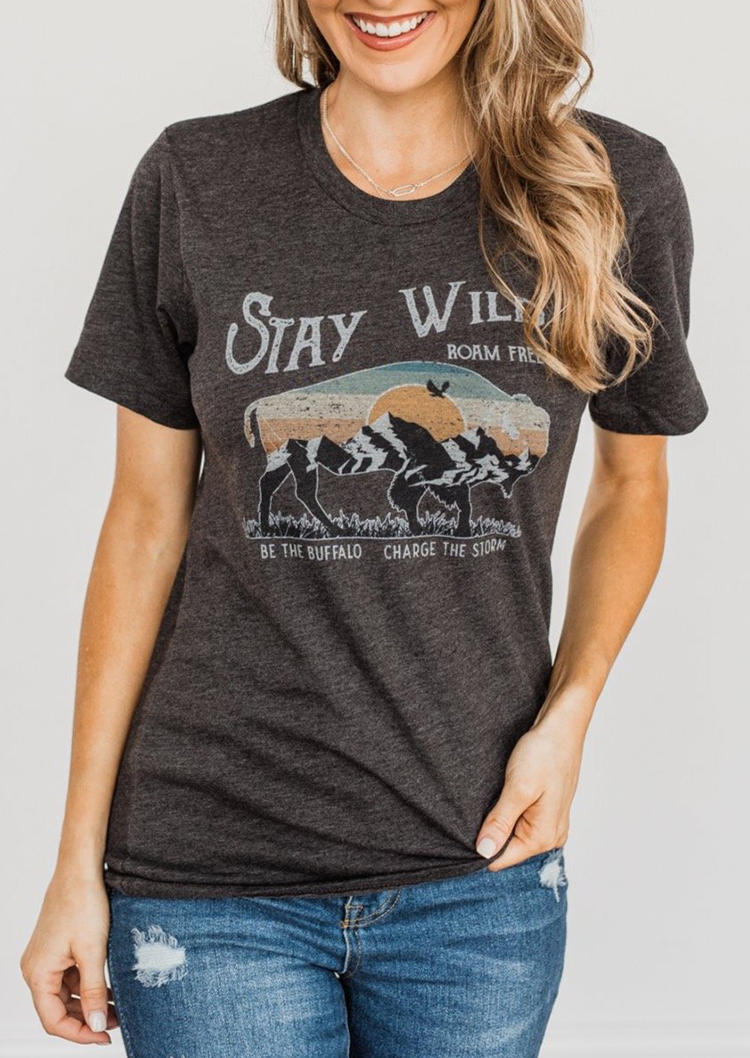 

T-shirts Tees Stay Wild Roam Graphic T-Shirt Tee in Dark Grey. Size: ,M,L,XL