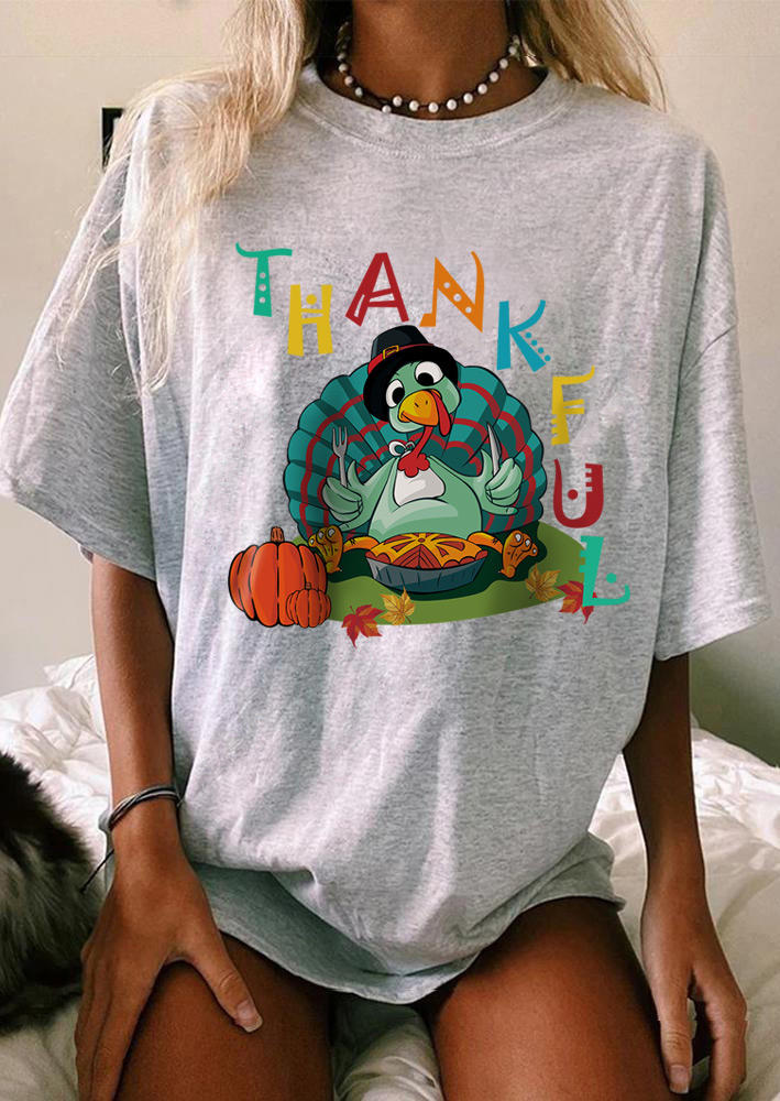 

T-shirts Tees Thanksgiving Turkey Pumpkin T-Shirt Tee in Light Grey. Size: ,M,L,XL