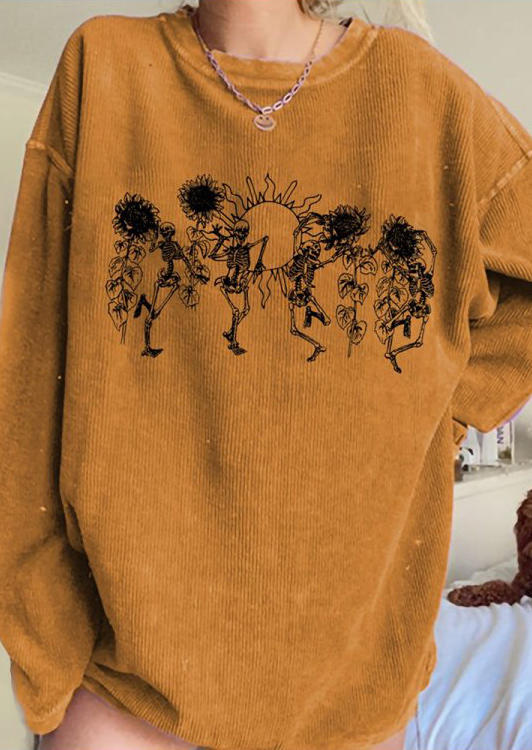 

Sweatshirts Halloween Skeleton Sunflower Sweatshirt in Yellow. Size: ,M