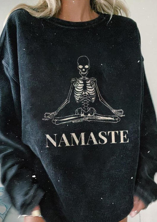 Skeleton Namaste Sweatshirt - Black