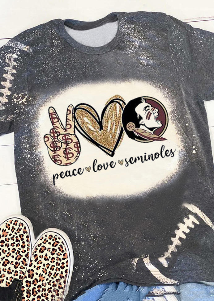 

T-shirts Tees Peace Love Seminoles Football T-Shirt Tee in Dark Grey. Size: ,M,L,XL