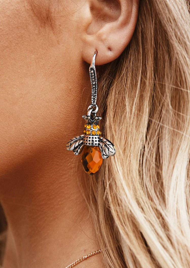 

Earrings Bee Rhinestone Alloy Hook Earrings in Silver. Size