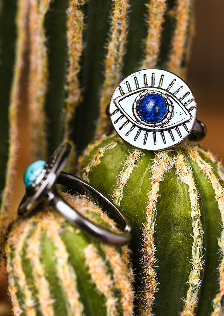 

Rings Turquoise Evil Eye Open Adjustable Alloy Ring in Blue,Cyan. Size