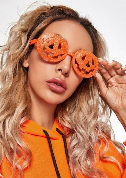 

Sunglasses Halloween Pumpkin Hollow Out Decor Glasses Frame in Orange. Size