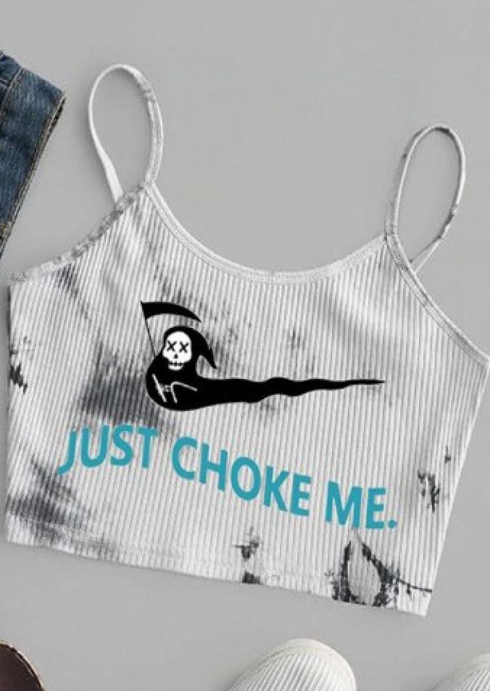 

Crop Tops Just Choke Me Rib Crop Cami Top in Gray. Size