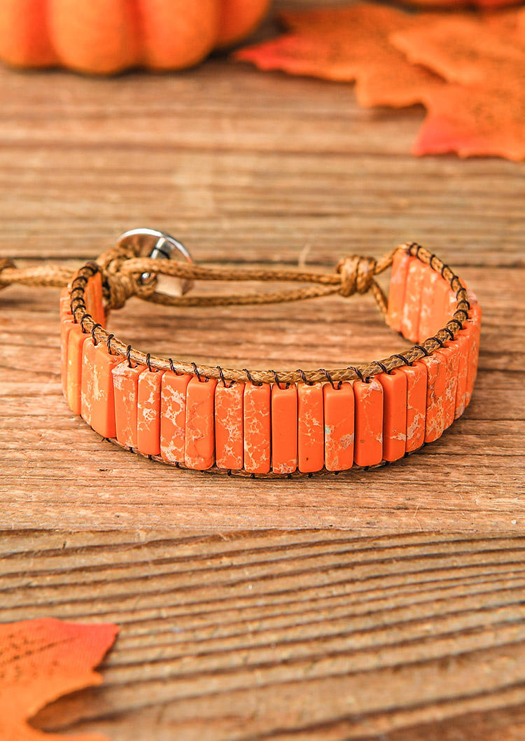 

Bracelet Tree Of Life Stone Beaded Wrap Bracelet in Orange. Size