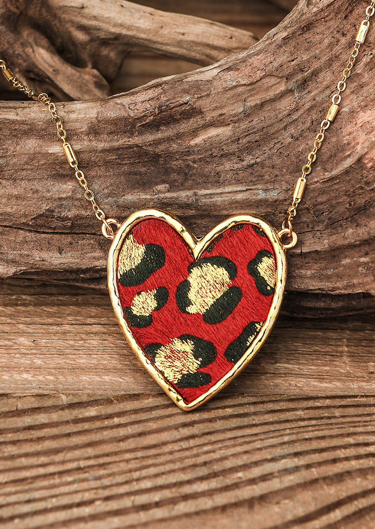 

Necklaces Leopard Heart Long Sweater Chain Necklace in Pattern2. Size