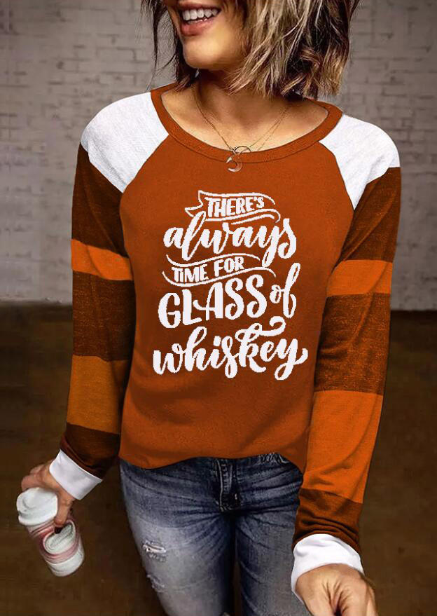

Blouses Glass Of Whiskey Color Block Long Sleeve Blouse in Multicolor. Size: ,M,L,XL