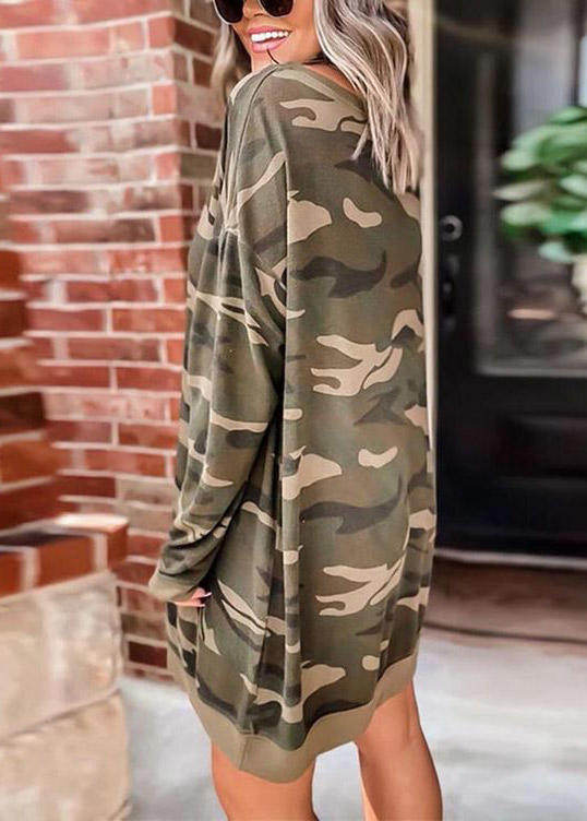 

Mini Dresses Camouflage Long Sleeve Mini Dress in Camouflage. Size: ,M,XL