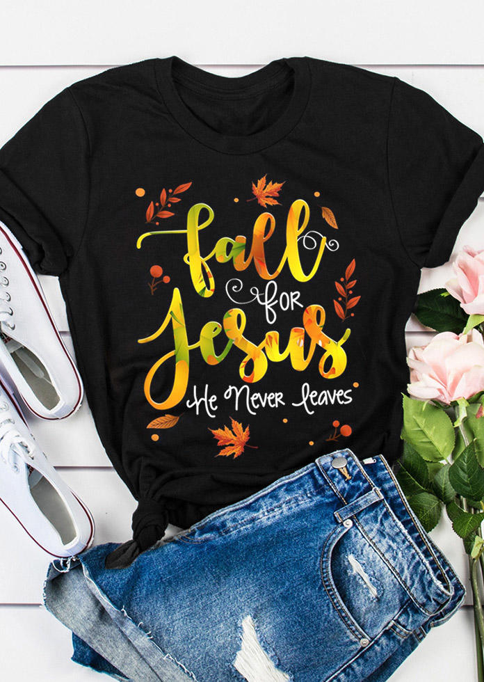 

T-shirts Tees Fall For Jesus Leaf T-Shirt Tee in Black. Size: ,XL