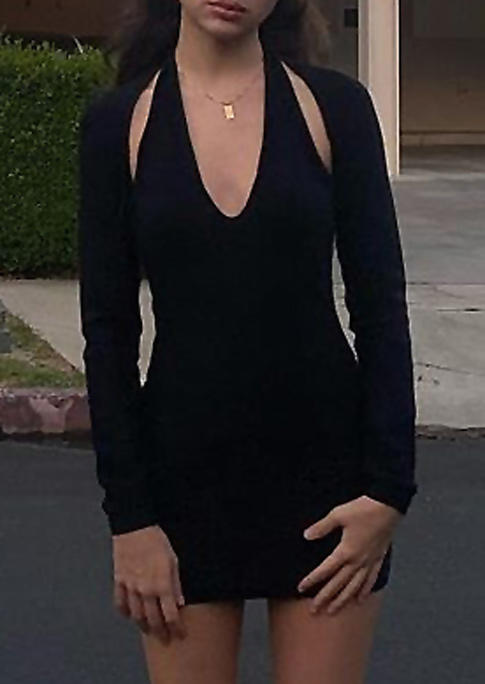 

Two-piece Dresses Long Sleeve Shrug And Bodycon Dress in Black. Size: ,M,L